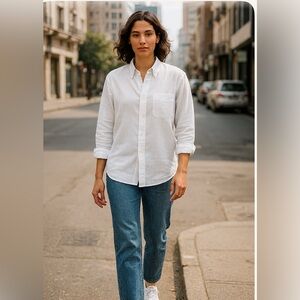 Women’s GAP White Linen Button Down Shirt
